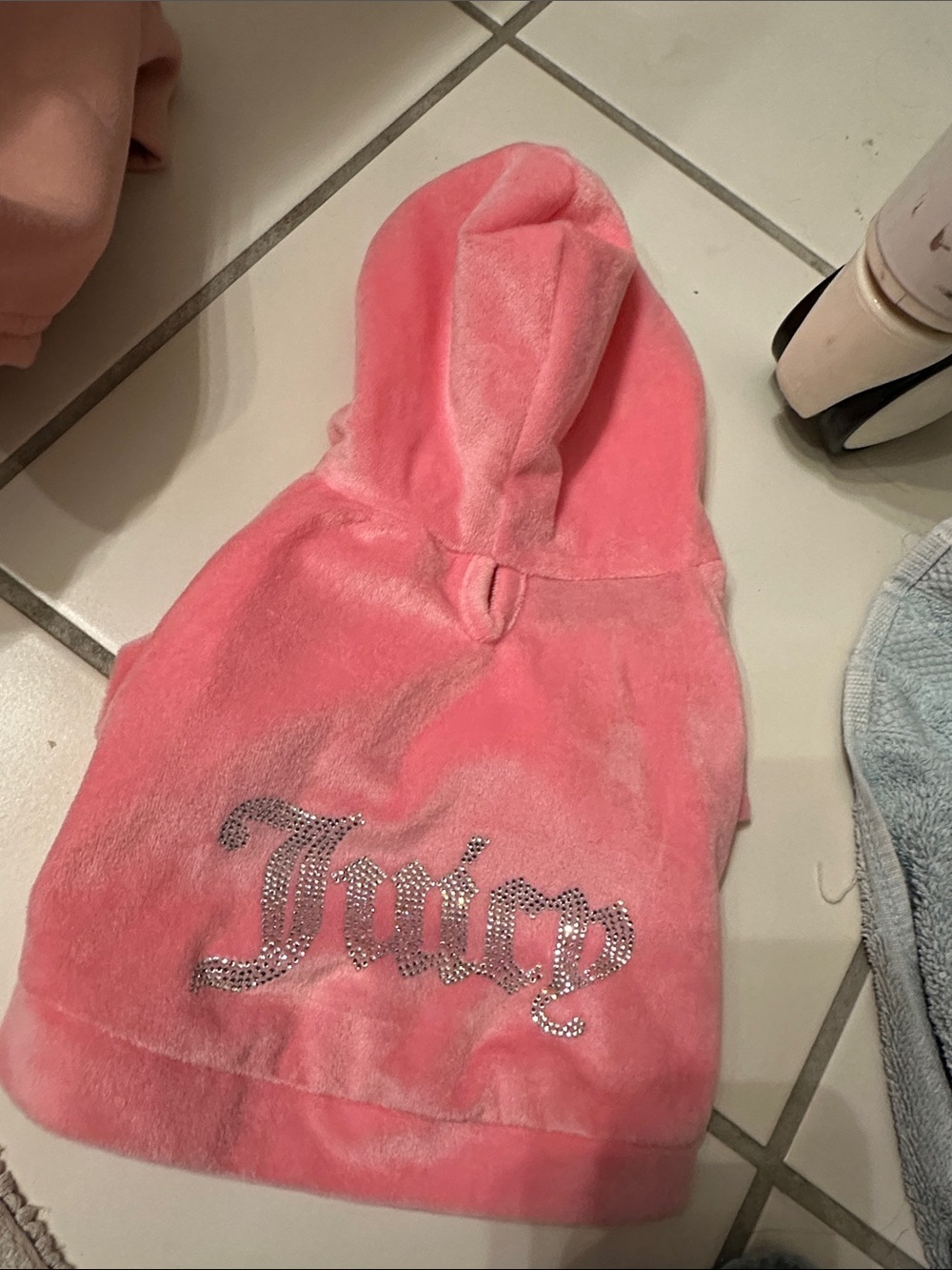Juicy Coutures Pink Hooded Dog Sweater